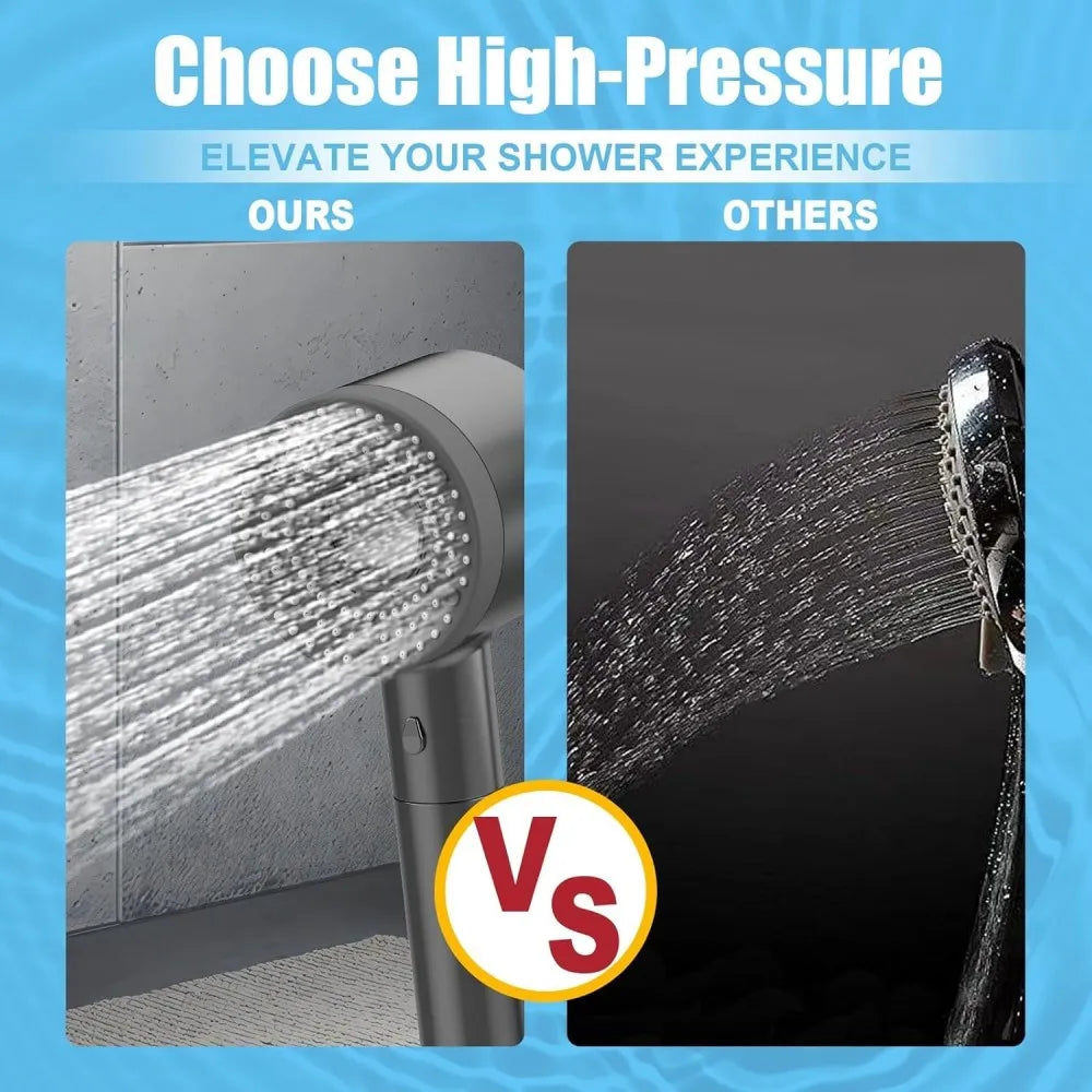 1-3Pcs 5 Modes Double Filtration Shower Head High-pressure Large Flow Handheld Showerhead Wear-resistant Portable Bath Nozzle