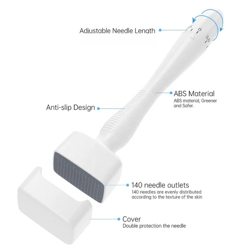 adjustable derma stamp  microneedle 140 pins skin care beard growth scalp hair