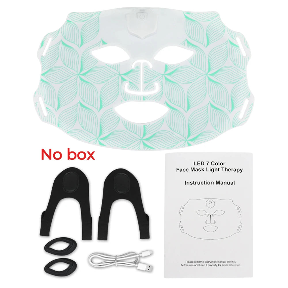 7 Colors Silicone Led Red Light Thearpy Face Mask 180 Lamp Beads Led Facial Mask For Anti Wrinkle Aging Tighten Rejuvenation
