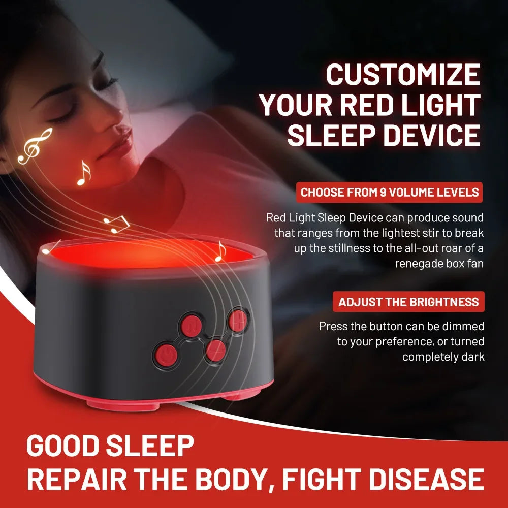670nm Pure Red Light Sleep Aid Machine with White Noise Relaxation for Better Sleep Quality