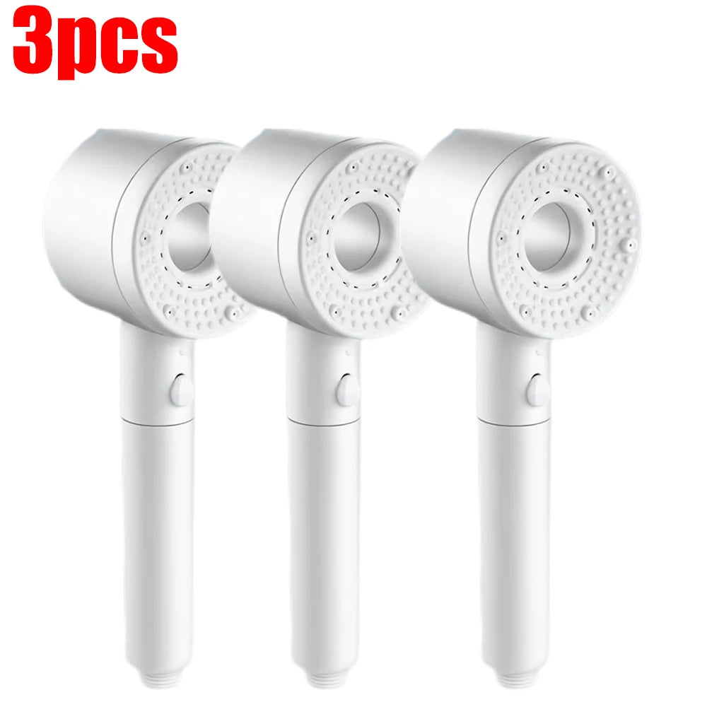 1-3Pcs 5 Modes Double Filtration Shower Head High-pressure Large Flow Handheld Showerhead Wear-resistant Portable Bath Nozzle