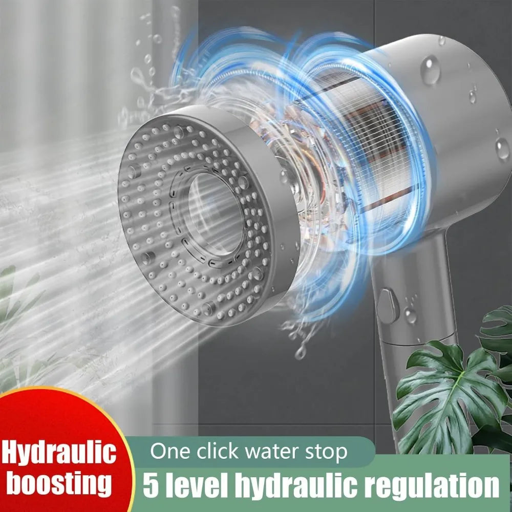 1-3Pcs 5 Modes Double Filtration Shower Head High-pressure Large Flow Handheld Showerhead Wear-resistant Portable Bath Nozzle