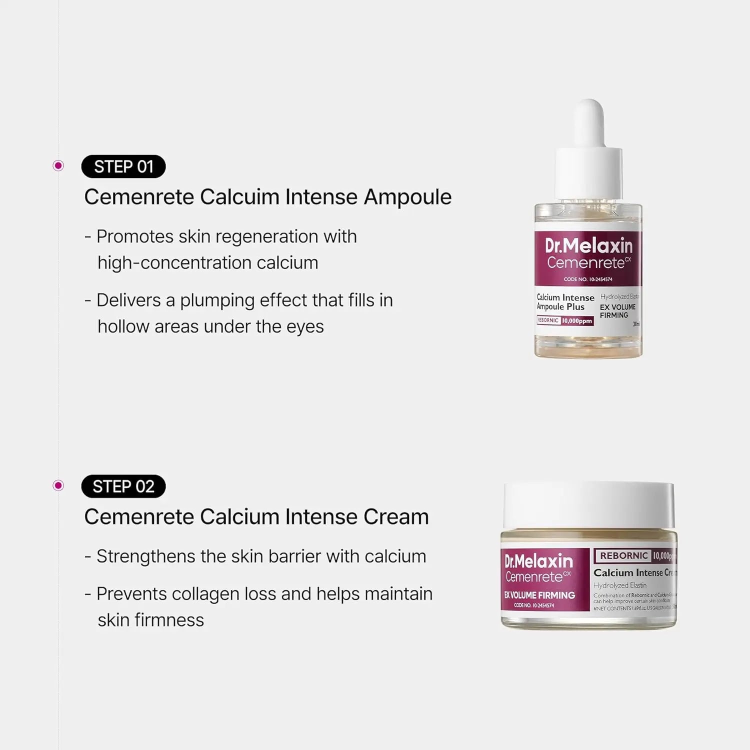 Dr.Melaxin Calcium Intense Firming Cream 50ml (1.69 fl oz) – Rebornic 10,000ppm, Niacinamide & Hydrolyzed Elastin, Lifting
