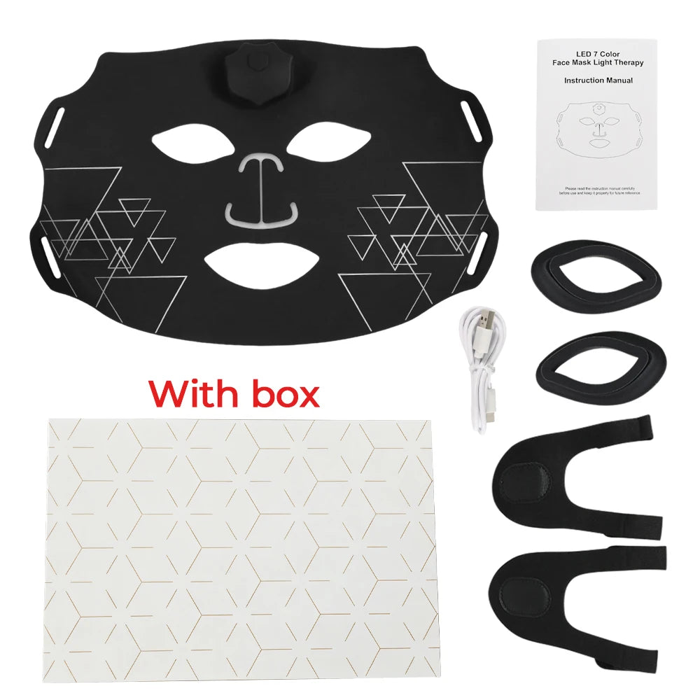 7 Colors Silicone Led Red Light Thearpy Face Mask 180 Lamp Beads Led Facial Mask For Anti Wrinkle Aging Tighten Rejuvenation