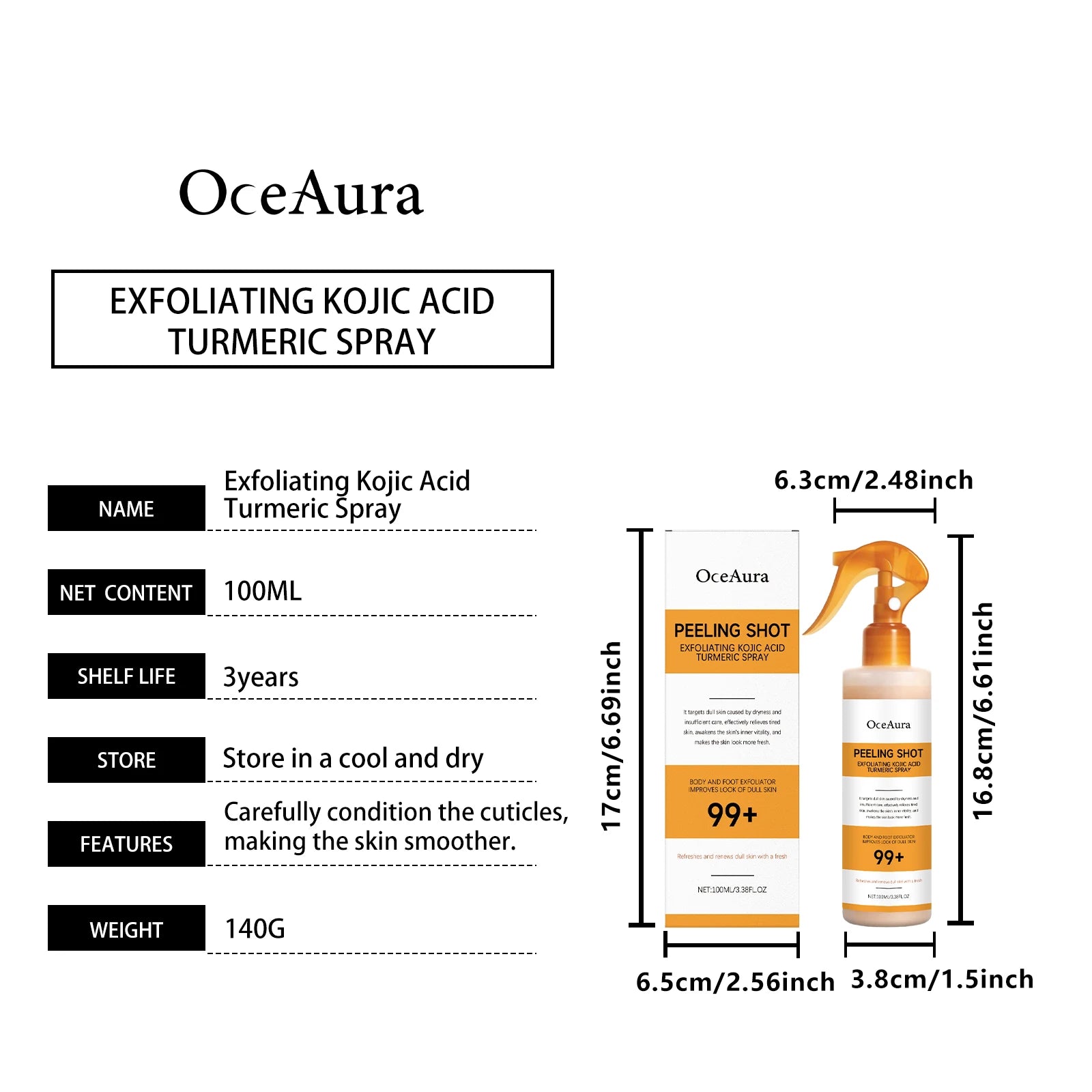 Kojic Acid Turmeric Exfoliating Spray + Peel Shot Kojic Acid Turmeric Serum