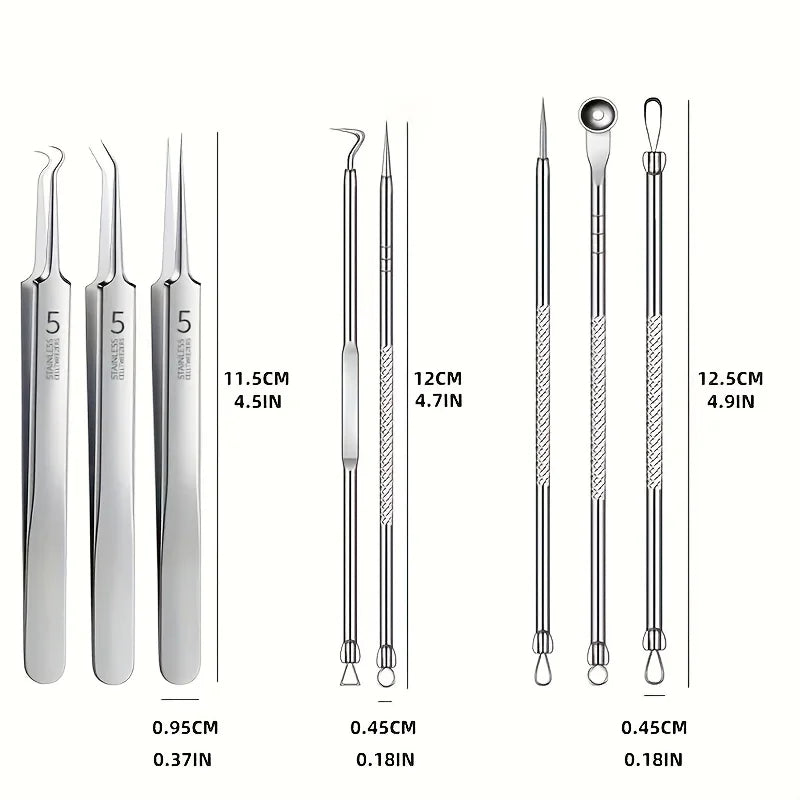8-Piece Professional Blackhead Remover Kit | Stainless Steel