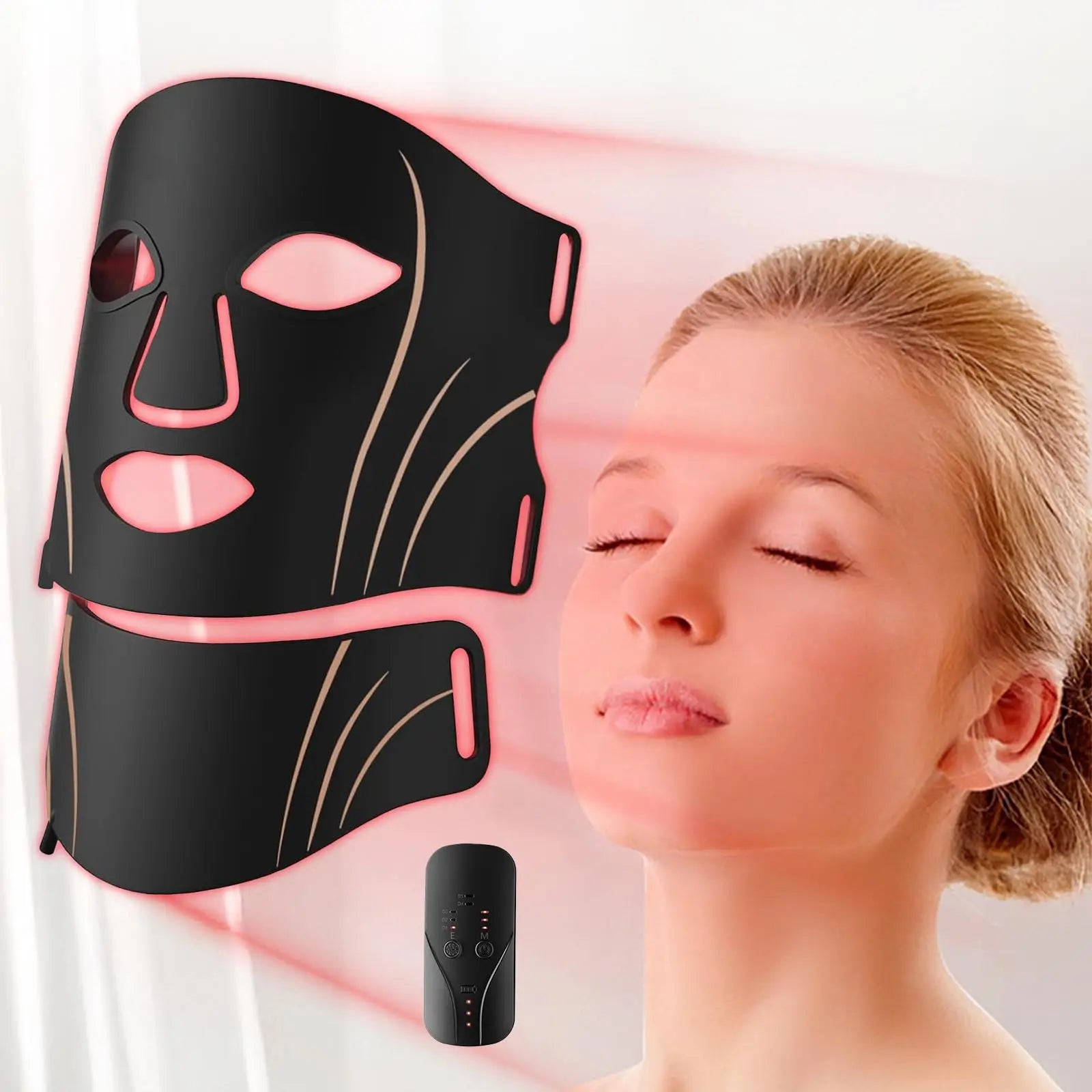 7 Colors LED Face Mask USB Rechargeable Remote Control Red Light Therapy Mask Skin Rejuvenation Skin Care at Home Travel