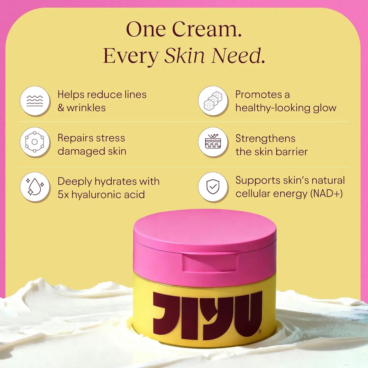 JiYu NAD+ Hydrating Face Moisturizer – Korean Anti-Aging Cream for Radiant, Firm & Smooth Skin – Deeply Hydrating & Brightening