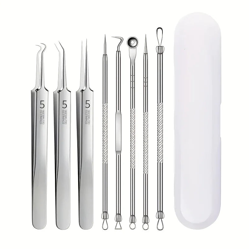 8-Piece Professional Blackhead Remover Kit | Stainless Steel