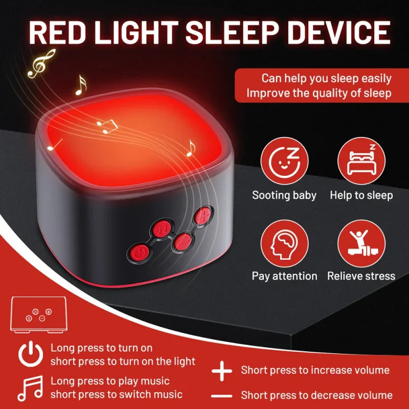 670nm Pure Red Light Sleep Aid Machine with White Noise Relaxation for Better Sleep Quality