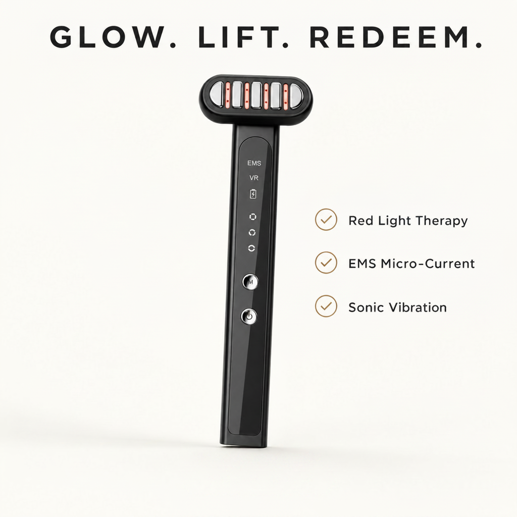 Redeem Renew — 6-in-1 EMS Beauty Wand for Face, Eyes & Neck
